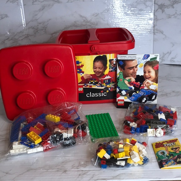 Lego Toys Vintage Lego 999 Classic 4285 Plastic Red Bucket Tote With Legos Inside Poshmark